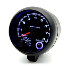 Tachometer Gauge,3.75'' Car Universal Black Tachometer Gauge Blue Inter Shift