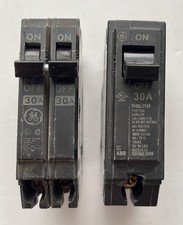 Lot of 2 General Electric 30A Circuit Breakers Single Pole  Double Pole