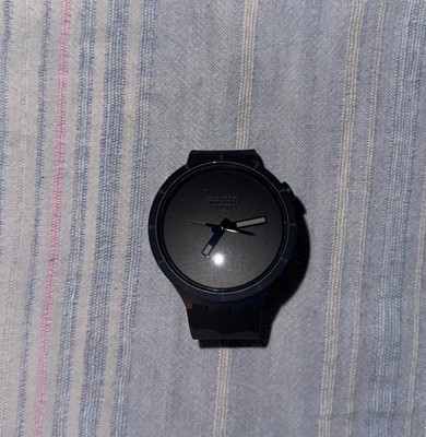 Swatch SB03B110 Black Analog Quartz Wristwatch w/ Box & Manual