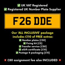 FREDDIE FRED FREDERIC FREDERICO PRIVATE REGISTRATION CAR NUMBER PLATE F26 DDE