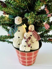 Primitive Country Christmas 21” Tree Snowman Tabletop Centerpiece Winter Decor