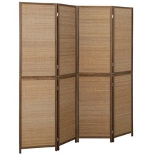 4 Panel Room Divider, 6 FT Folding Privacy Screen, Brown