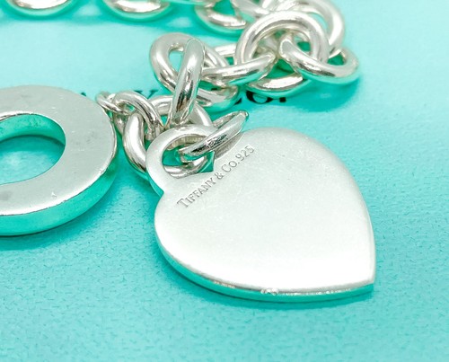 Tiffany & Co. Blank Heart Tag Toggle Pendant Necklace Sterling Silver 16" - Picture 2 of 13