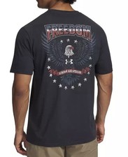 NEW Under Armour Freedom Eagle Short Sleeve Mens T Shirt Tee Loose Black Medium
