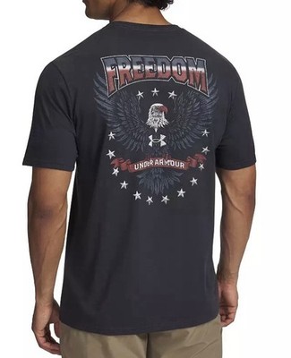 NEW Under Armour Freedom Eagle Short Sleeve Mens T Shirt Tee Loose Black Medium