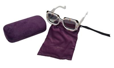 Gucci Sunglasses Rhinestone GG0481 Mirror Lens Large White