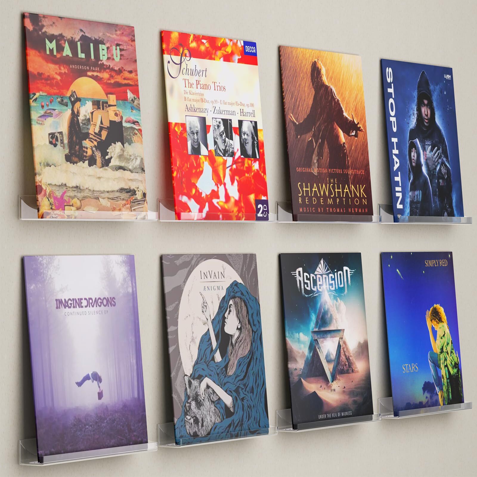 8 Pack Vinyl Record Wall Mount Shelves - 12 inch Vinyl Record Holder, Record ...