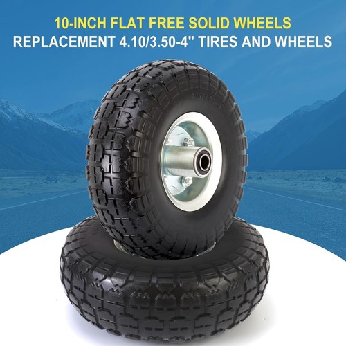 (2 Pack) 10 Inch Solid Polyurethane Tire 4.10/3.50-4 Tire, 10" Flat Free Whee... - Picture 4 of 7