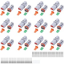 102PCS 2 Pin Way Deutsch DT Gray Connector 12 Set  Size 16 Solid Contacts Wate...