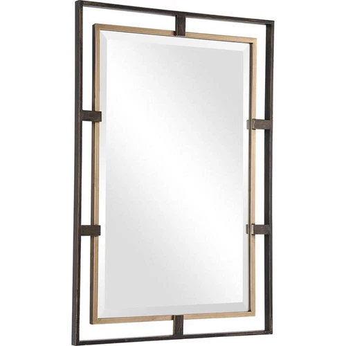 Uttermost Carrizo Rectangle Iron Metal and MDF Mirror in Gold/Bronze - Picture 2 of 6