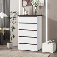 5 Drawers Dresser Wooden Storage Organizer Cabinet Chest of Drawers for Bedroom