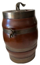 KEG Barrel Wooden Beer Brass Pump Handle Brass Spigot Bands 1984 Vintage Barware