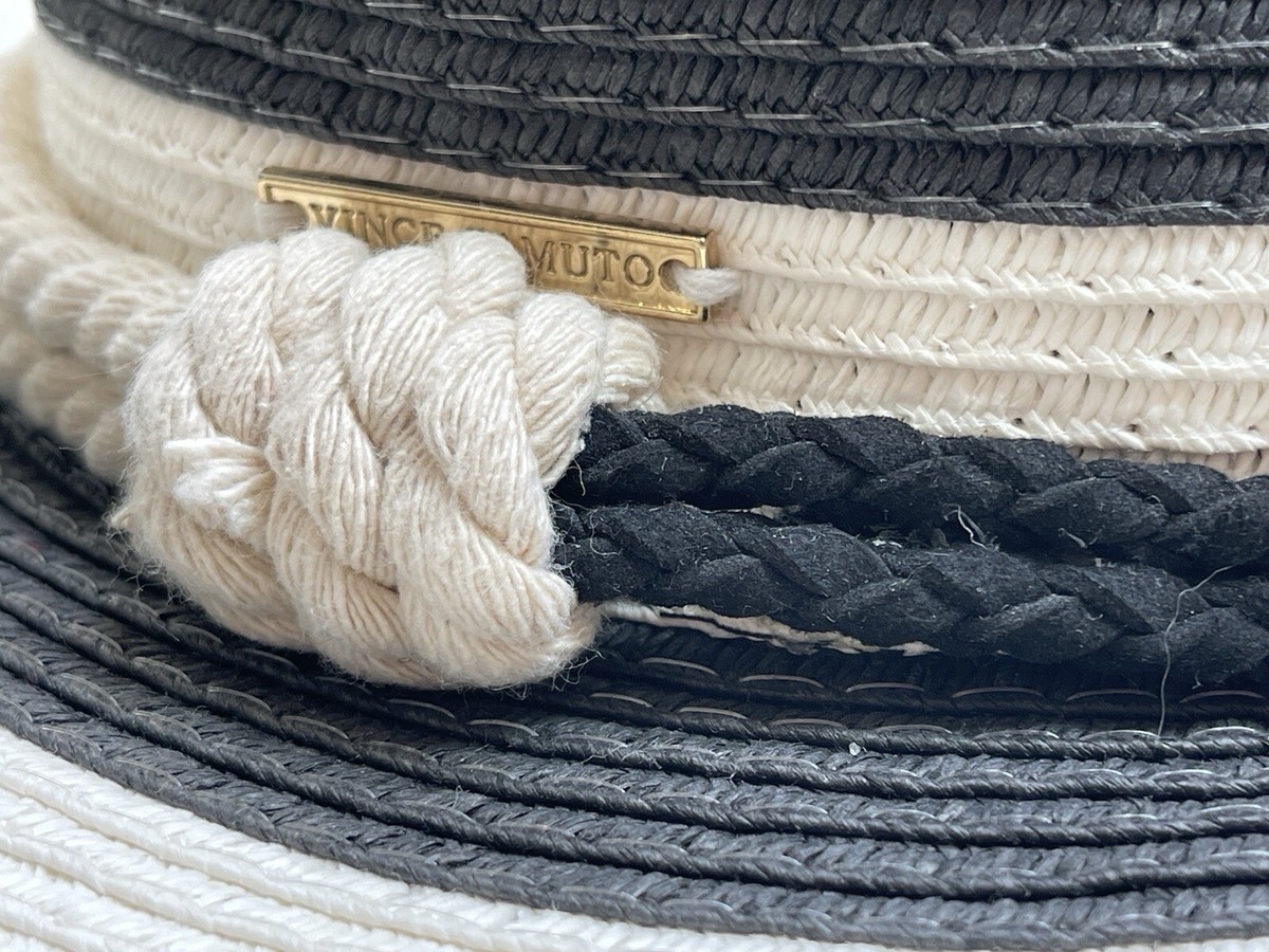 Vince Camuto Cream and Black Sun Hat with Bold Stripes Vince Camuto Hats for Women for sale | eBay main image 2