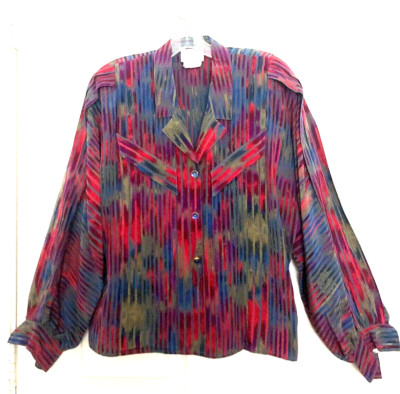 FRANCESCA of DAMON STARINGTON Neimans Exotic Vtg 90's SILK Blouse Chest 42'' /NEW
