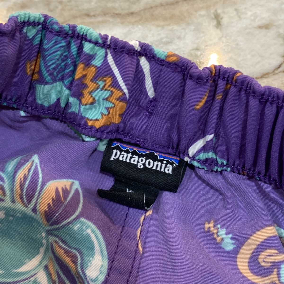 Patagonia Barely Baggies Tropical Print Shorts Women's XXS Purple