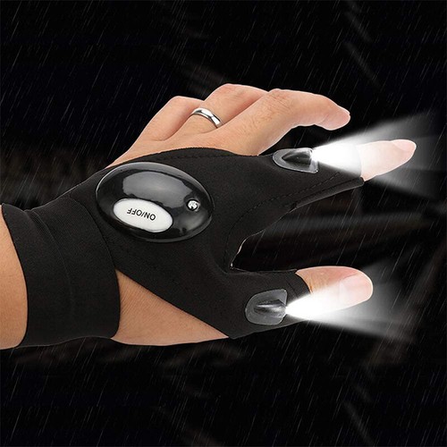2x Rescue Night LED Light Fishing Finger Glove Outdoor Gear Beam Flashing Gloves - Picture 4 of 12