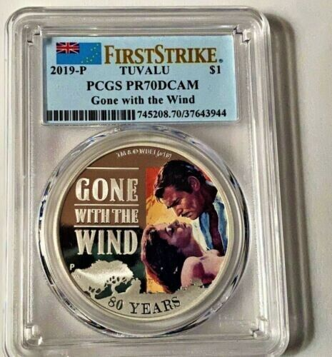 2019 ~ GONE WITH THE WIND ~ 1-OZ 9999 SILVER ~ PCGS ~ PR 70 ~ DCAM ~$198.88 -OBO - 第 1/4 張圖片
