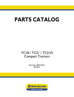 NEW HOLLAND TC18 TC21D COMPACT TRACTOR PARTS CATALOG