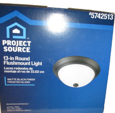 13" Round Ceiling Light Matte Black Frosted Glass Project Source 5742513 Flush M