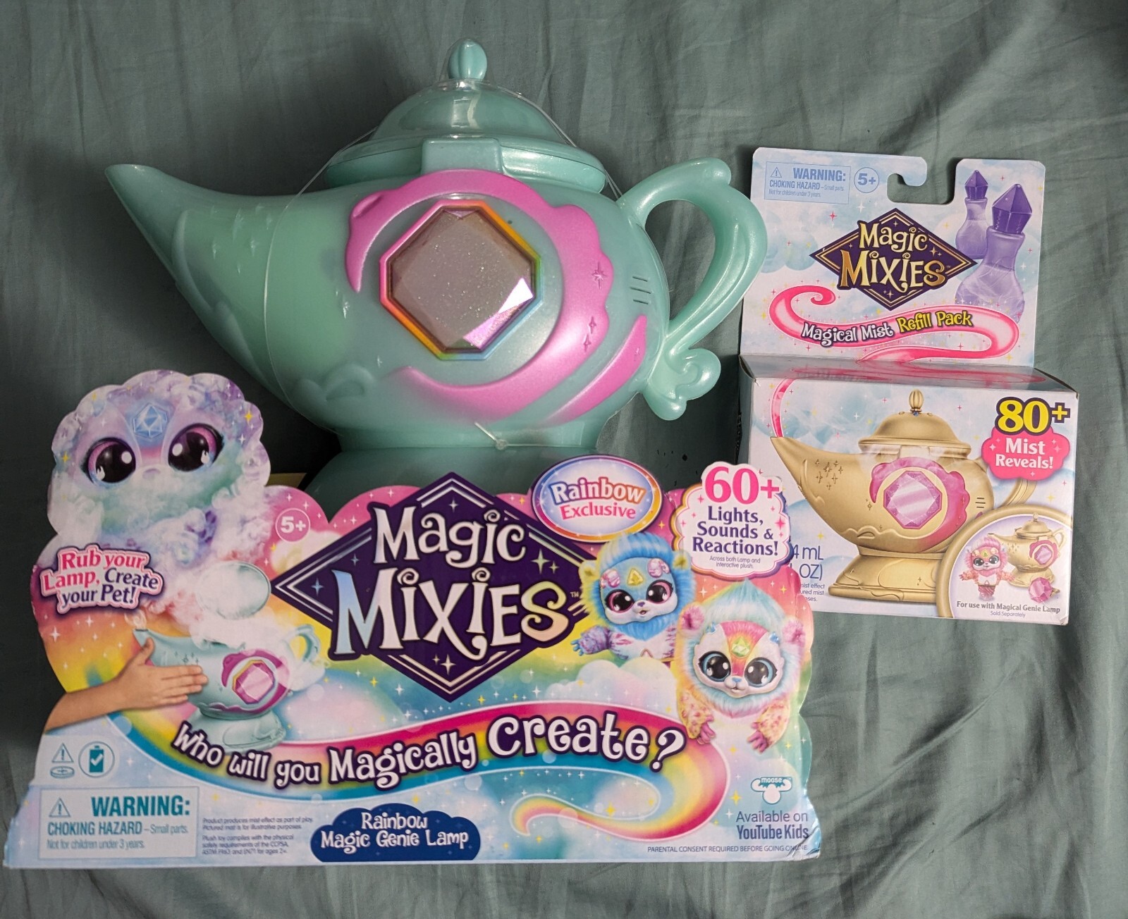 Magic Mixies Magic Genie Lamp with Interactive 8 Inch Rainbow Magic Plush. New