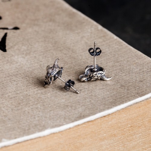 Pendientes de tachuelas de plata esterlina 925 para motociclista diablo demonio A4246 para hombre - Imagen 7 de 9
