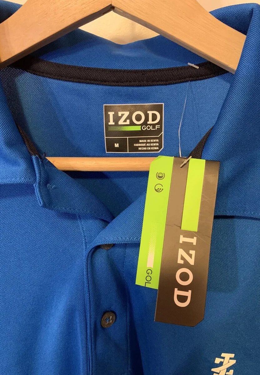 New IZOD Golf Blue Athletic Golf Polo Shirt Men s Sz M NWT eBay