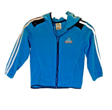 ADIDAS Fleece Boys Girls Full Zip Up Hoodie Jacket Youth Sz 5 Teal Athletic Logo
