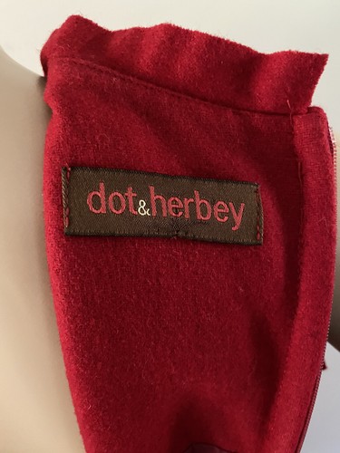 Dot & Herbey Wool Shift Dress Size 12? Red Sleeveless Pockets Exposed Zipper - Picture 6 of 7