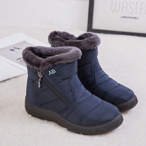 Luxurious Womens Winter Warm Shoes Snow Boots Fur-lined Slip On Waterproof - Picture 9 of 11