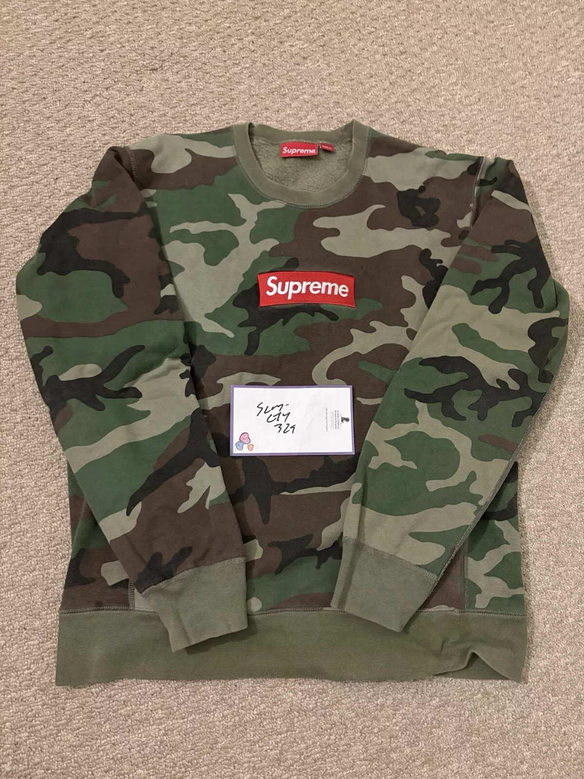 Supreme Woodland Camo Box Logo Col Rond Homme Large 100% Authentique FW15 Occasion