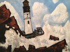 Marsden Hartley 1940 Modernist Coastal Print – The Lighthouse American Seascape