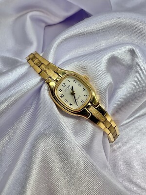 Vtg Pulsar Goldtone/Blue Lapis Stainless Steel Women\'s Watch Vintage Pulsar Blue Dial Wristwatch | Elegant Watch for  main image 4