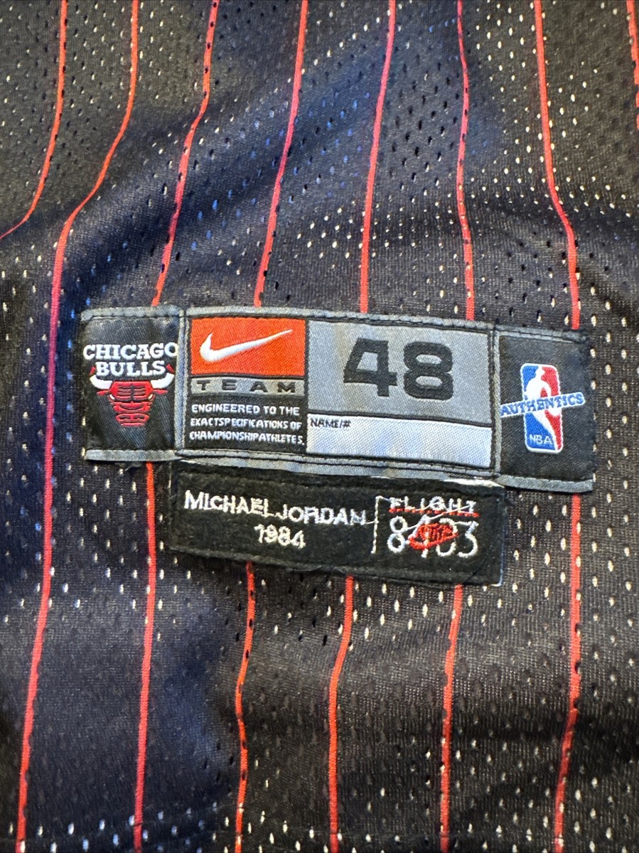 Chicago Bulls Michael Jordan 1984 Nike Flight 48 Black Pinstripe