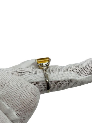 10K White Gold Diamond & Topaz Lady's Ring Size 7 | 2.7 Grams - Picture 8 of 10