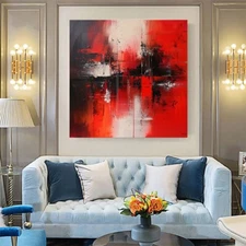 oil painting Abstract on canvas Modern wall decor Red and Black Hand-painted