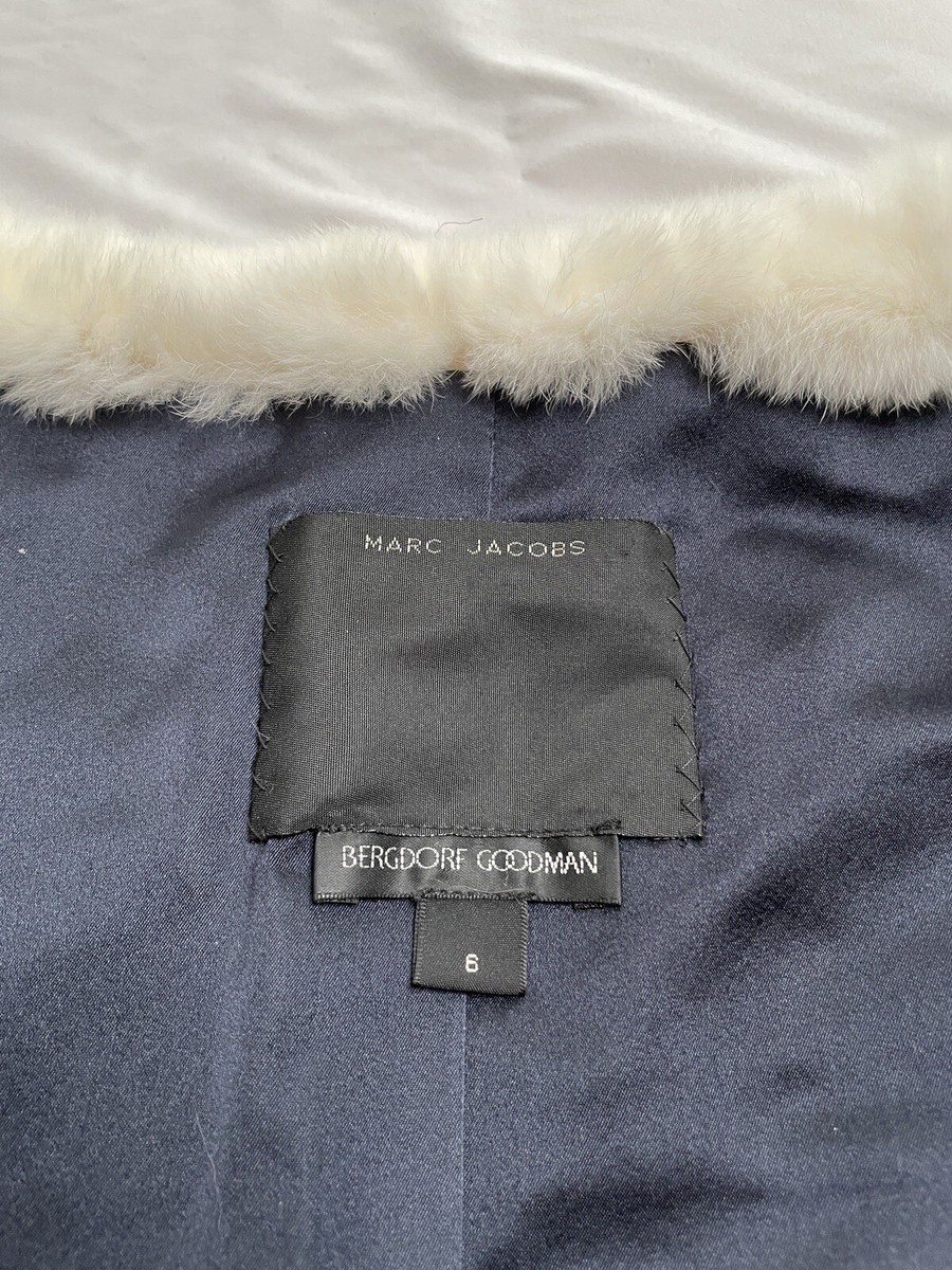 Marc Jacobs Runway Resort 2014 White Blue Stripe Rex Rabbit Fur