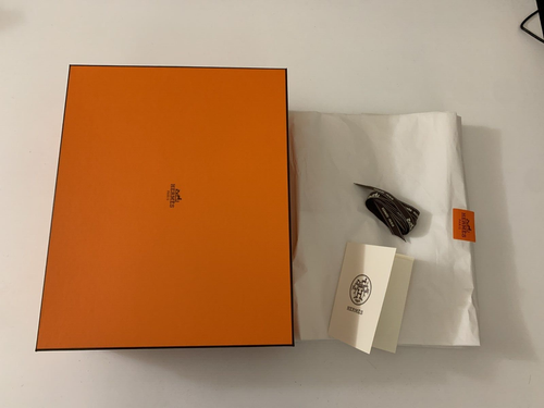 Hermes Authentic Orange Storage Gift Box 14x11x4.5" Tissue Ribbon & Folio