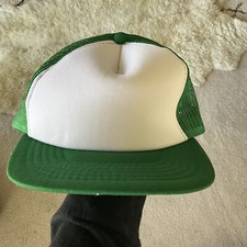 VINTAGE BLANK Foam Mesh Snapback Trucker Hat Yupoong Deadstock Green White NOS