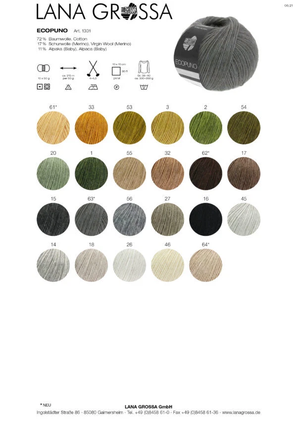50g LANA GROSSA  Ecopuno | Baby Alpaka, Merino & Baumwolle | 215 lfm - Bild 3 von 3