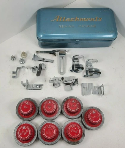 Simanco Singer Sewing Machine Attachments Foot Parts Discs Vintage Rare Case