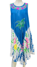Womens Summer Sun Dress Tie Dye Flower Beach Resort Wear Boho Hippie palm tree