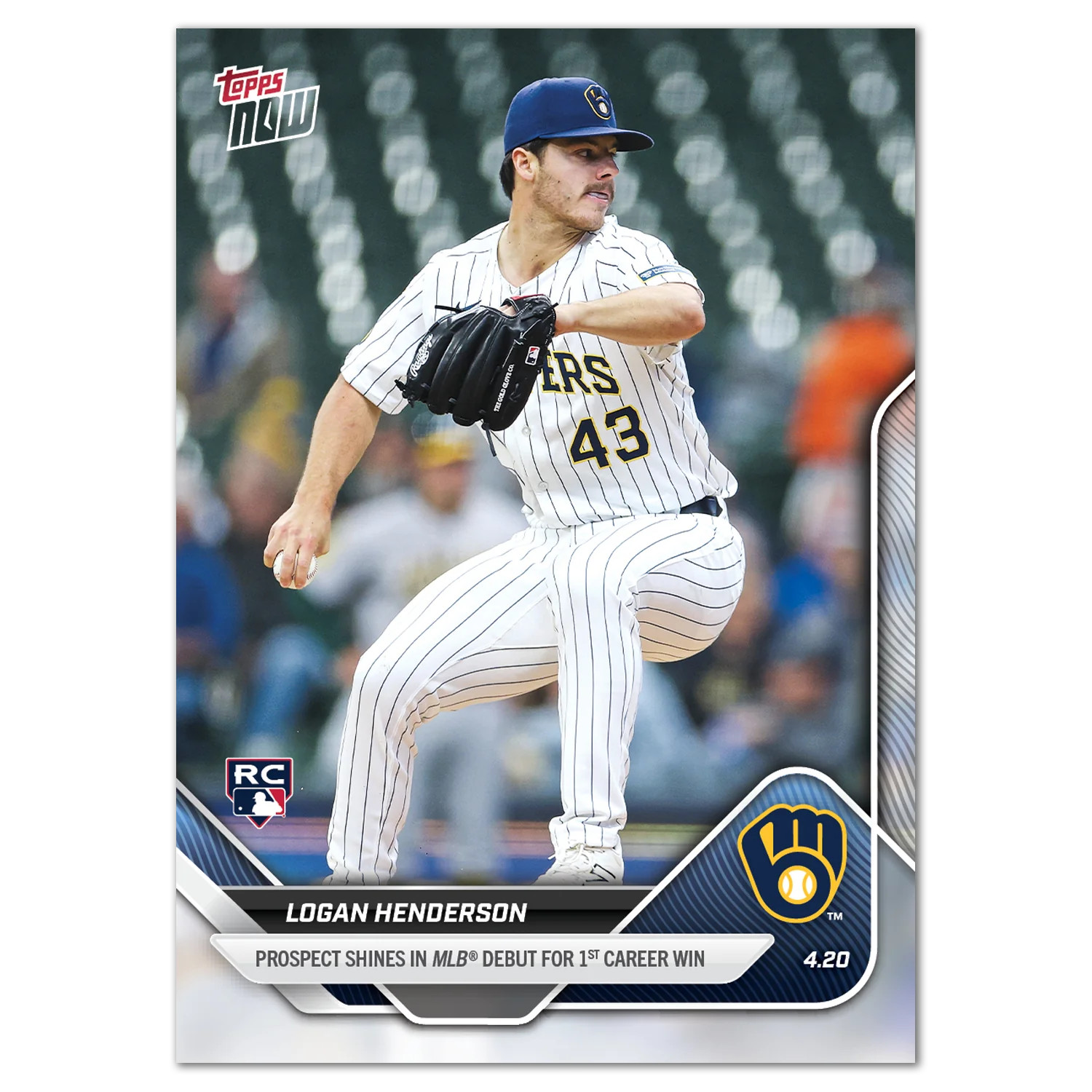 2025 Topps Now 93 Logan Henderson Milwaukee Brewers RC 1st Career Win PR 763
