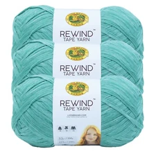 (3 Pack) Lion Brand Yarn 523-170U Rewind Bulky Tape Yarn, Capri Breeze