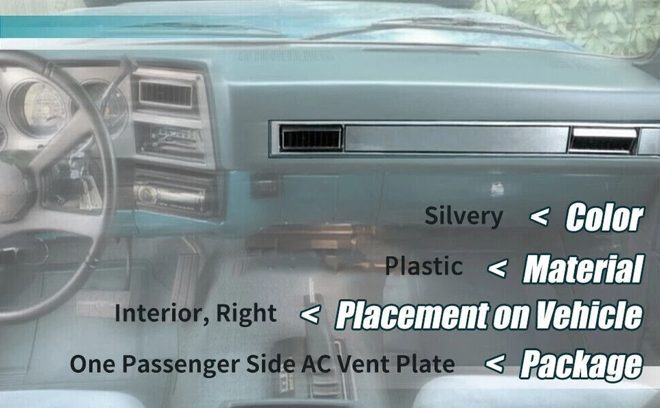 Placa de ventilación de CA del tablero para camioneta/Blazer Suburban/GMC Jimmy 1981-91 Chevy Silverado Foto 2 de 4