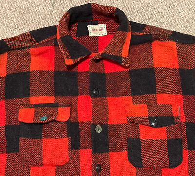 Vintage 50s 60s XXL Melton Wintermaster Plaid 100% Wool Flannel