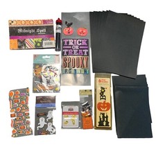 Complete Halloween Scrapbooking Kit With Stickers Embellishments Black Paper E