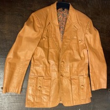 Vintage Burnt Orange Leather Coat 1970’s Men’s Liberty Co. Hong Kong Hippie