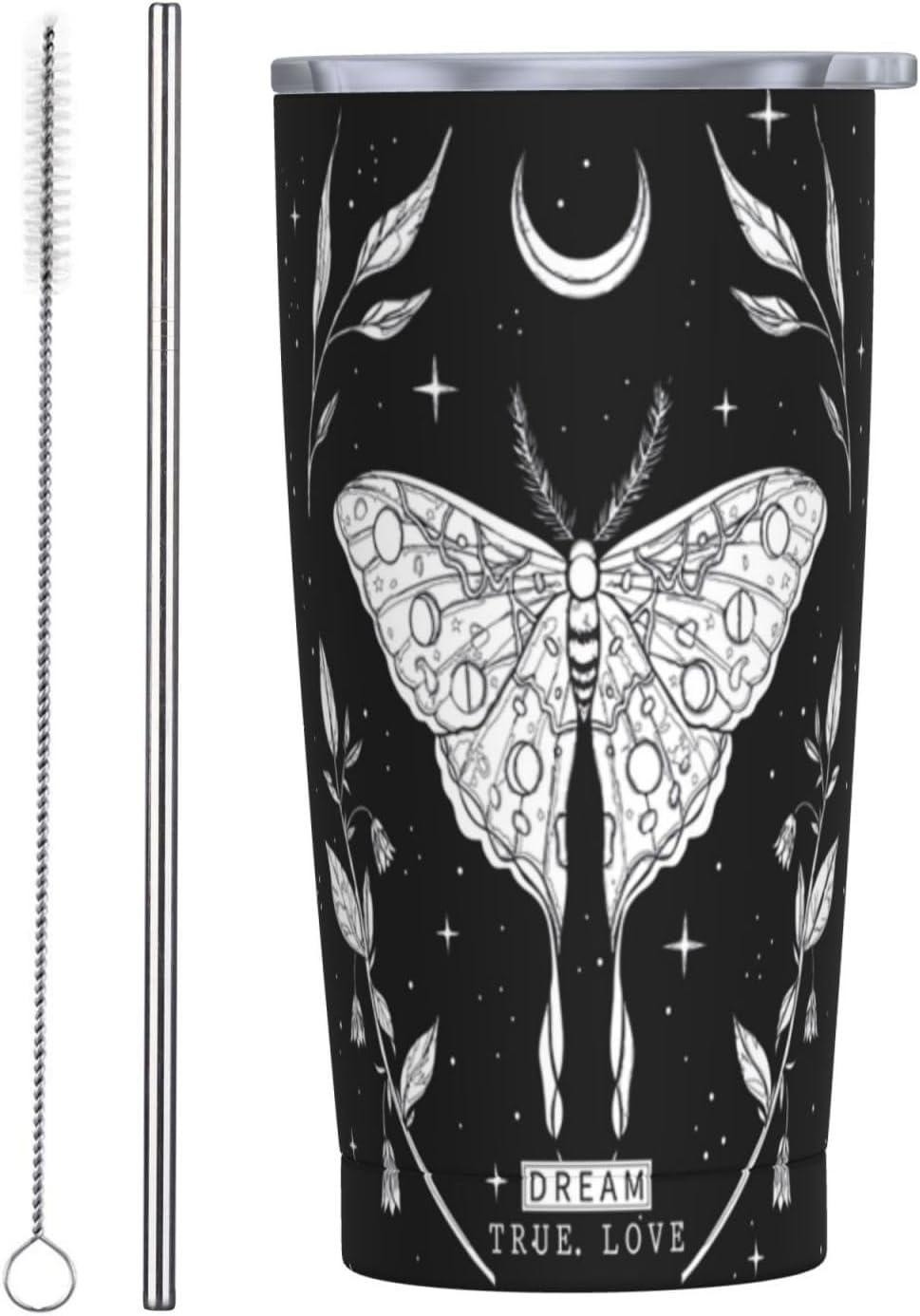 Insulated Tumbler Butterfly Black Magic 20 OZ with Lids and Straw Stainless Stee