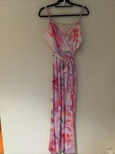 tahari  M Floral Blush pastel Watercolor Floral Romantic Maxi Dress