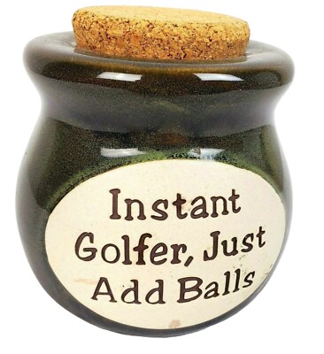 Instant Golfer Ceramic Money Jar Just Add Balls Cork Lid